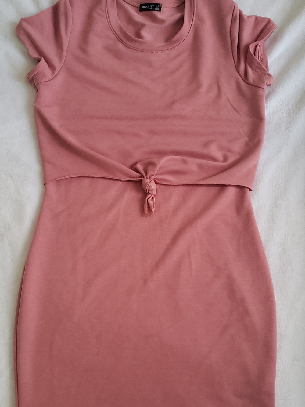 Popular Basics Dusty Rose Knot-Front Mini Dress